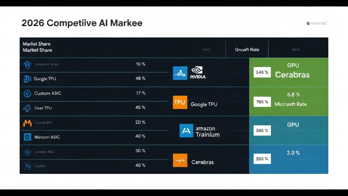 2026년 AI 칩 시장 경쟁 구도 NVIDIA vs 하이퍼스케일러 ASIC Cerebras WSE 비교 차트