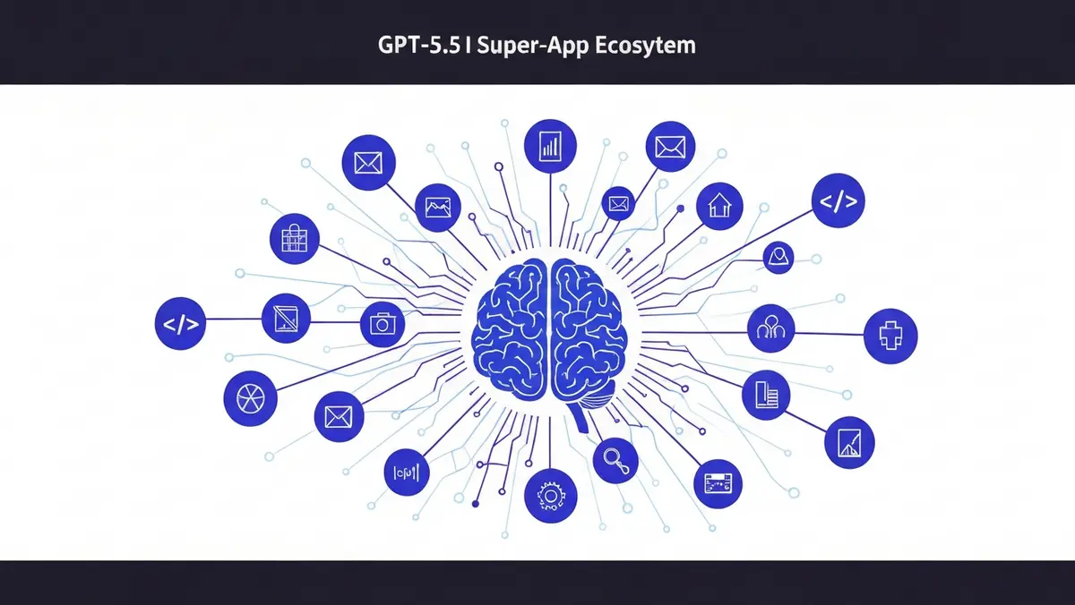 GPT-5.5 멀티모달 AI 슈퍼앱 생태계 개념도